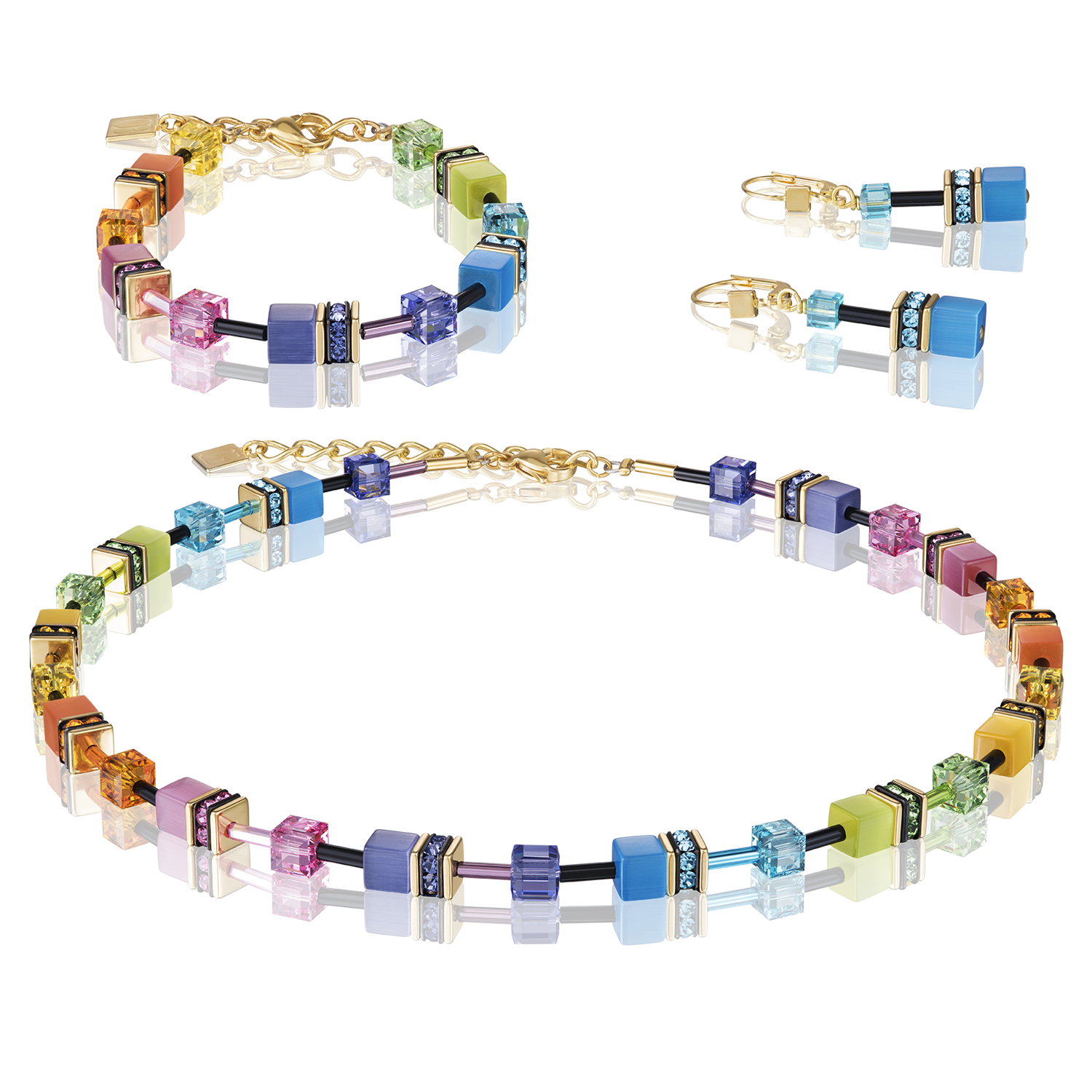 GeoCUBE Armband Multicolor Rainbow Gold COEUR DE LION